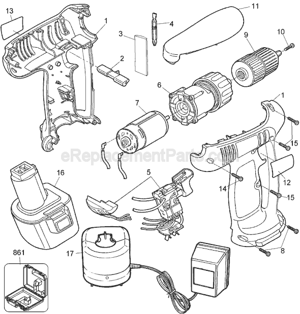Page A Diagram and Parts List for Q180 Type 1 Black and Decker Cordless Drill